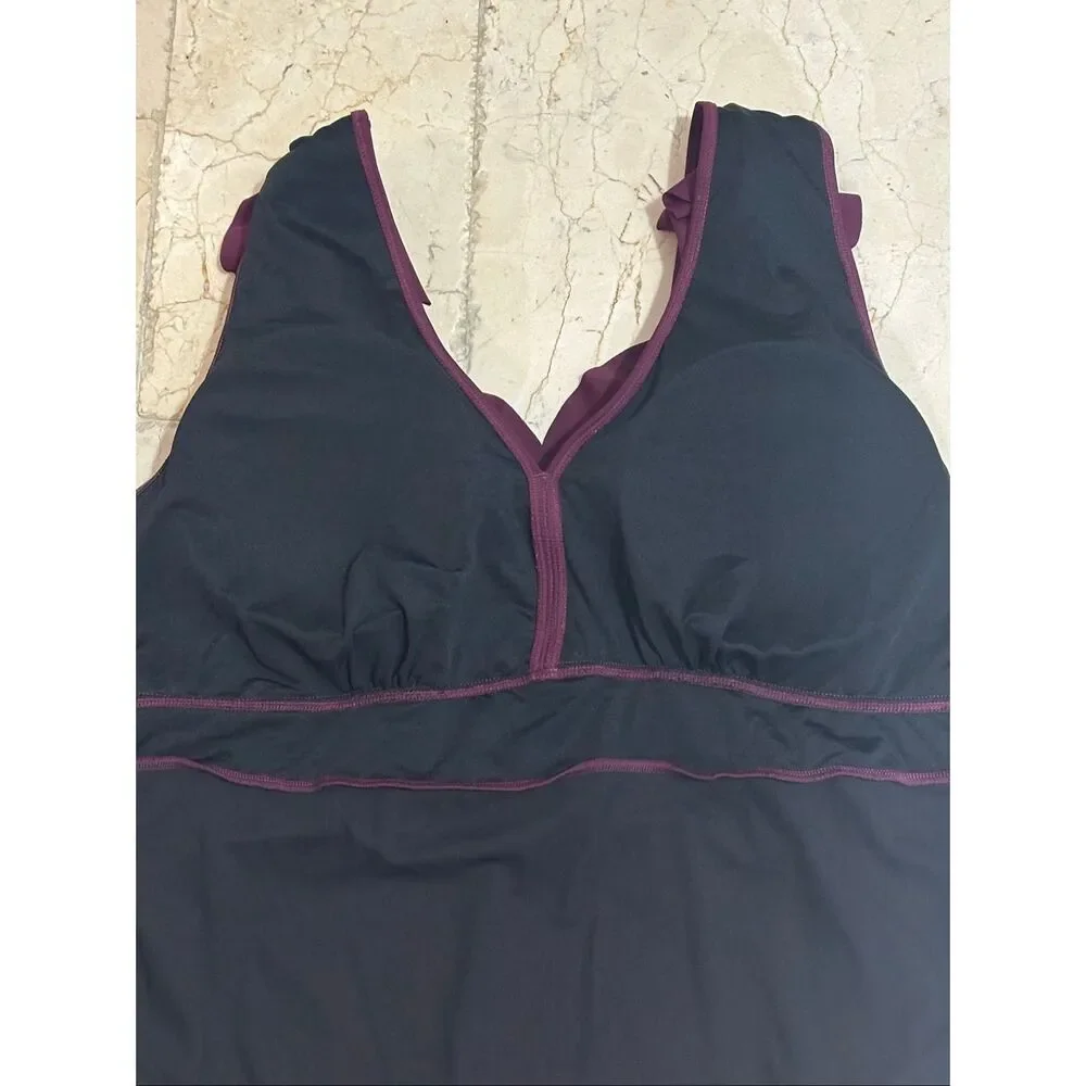 BloomChic Size 26 Deep Red Ruffle Trim Ruched One Piece Swimsuit NWT